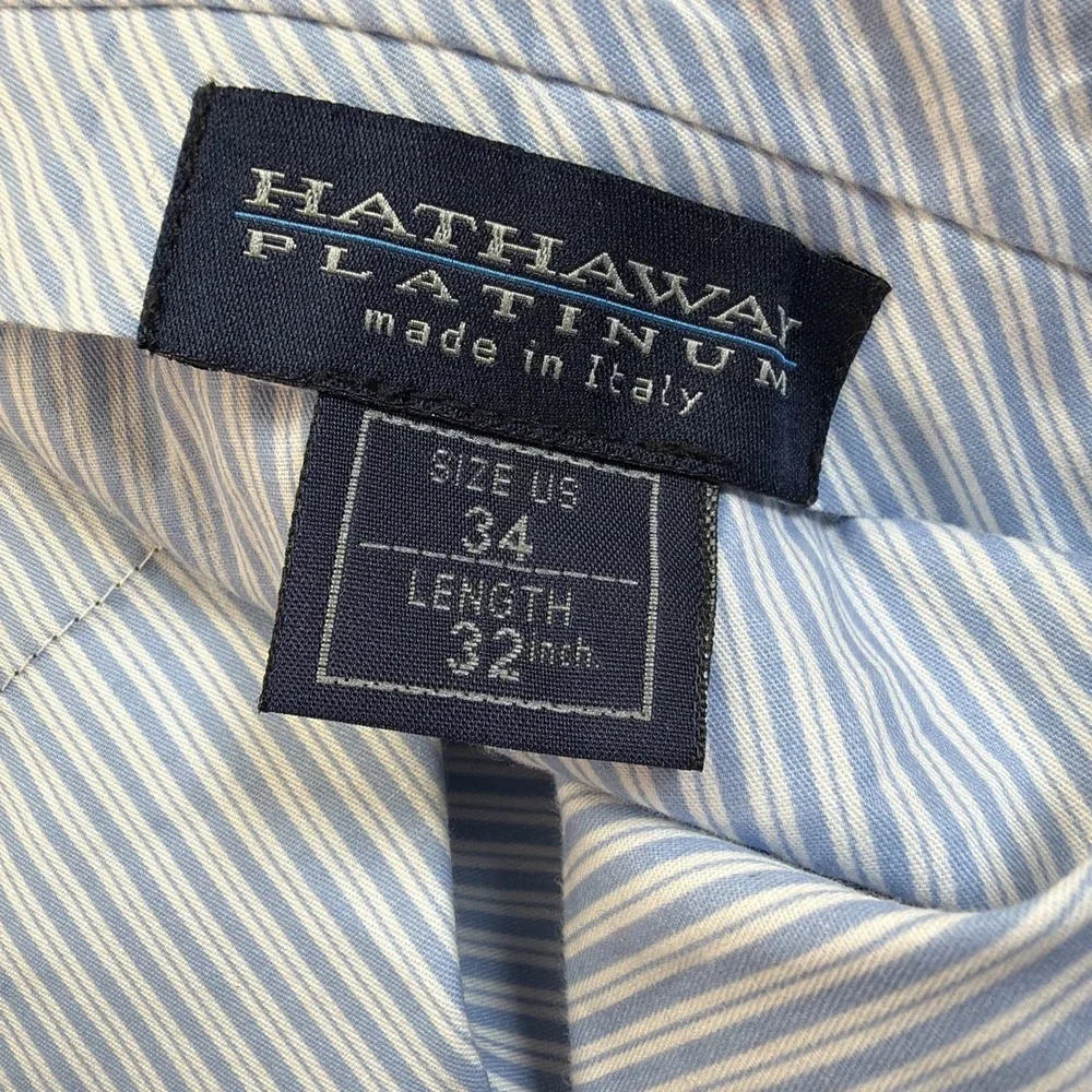 Hathaway Men Black Pleated Dress Pants Classic Fit 34x32 100% Wool